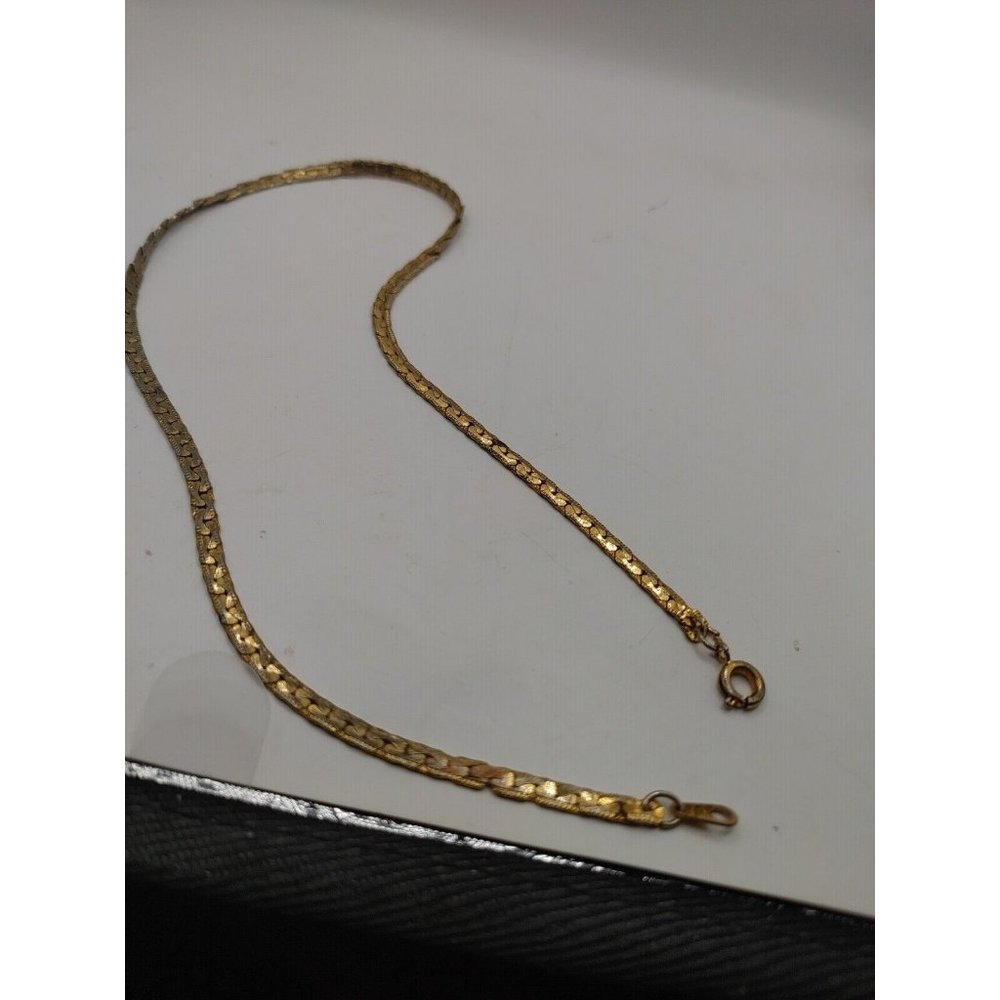 Necklace Gold Tone Chain Herringbone Link#5